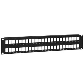 Cmple - 48 Port Blank Keystone Network Patch Panel, 2U Rack Mount Multimedia 19" Patch Panel, RJ45 Ethernet, USB, HDMI, Cat5e, Cat6