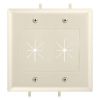 Cmple - Two-Gang Wall Plate, 2 Gang Low-Voltage Cable Plate with Flexible Opening Pass-Through Insert Wall Plate Holds up to 12 cables - Lite Almond