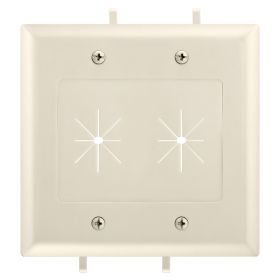 Cmple - Two-Gang Wall Plate, 2 Gang Low-Voltage Cable Plate with Flexible Opening Pass-Through Insert Wall Plate Holds up to 12 cables - Lite Almond