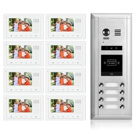 Intercom System for Apartment | 8 Apartment Video Doorbell | 2 Wire Buzzer System, 8 Monitors 4.3" - DK43381S/ID