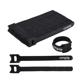 Cmple - 50PCS Reusable Cable Ties, Nylon Adjustable Cord Organizer Ties, Multi-purpose Hook Loop Cable Management Wire Ties, 6-inch Black