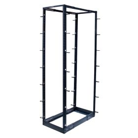Wavenet - 4-Post 45U Open Frame Floor Rack Organizes 19” Network & Data Rack Equipment, Capacity 800lbs – Black