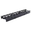 Wavenet – 1U 19" Single‐Sided Horizontal Cable Manager - Plastic Finger Duct with Cover for 2‐Post and 4‐Post Server Racks, Metal – Black