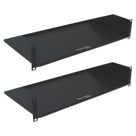 Wavenet – 19" Wide 2U Cantilever Rack Mount Shelf, Weight Capacity 50lb, 10" Deep Tray, Heavy Duty Steel, Black – Pack of 2