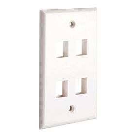 Cmple - 4 Port Keystone Wall Plate Single-Gang Wall Plate with Standard Size Ethernet Wall Plate Keystone Jack Insert - White