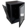 Wavenet - 15U Server Wall Mount Cabinet, 24-inch Depth, Swing-Out Network Enclosure with Locking Tempered Glass Door - Black