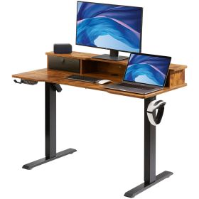 VEVOR Height Adjustable Desk, 47.2" x 23.6" Electric Dual Monitor Riser Workstation, Whole Piece Desk Board Sit to Stand
