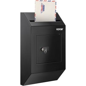 VEVOR Suggestion Box, Donation Ballot Box with Key & Combination Lock, Wall Mounted Collection Box with Wide Drop Slot