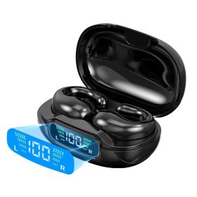 Wireless V5.3 Open Ear Clip Earbuds Over Ear Bone Headphones IPX3 Waterproof Ultra Open Earbuds with LED Display Charging Case for Driving Working Tra