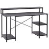 55 Inch Home Office Computer Desk Study Writing Workstation with Storage Shelves, Elevated Monitor Shelf, CPU Stand, Durable X-Shaped Construction