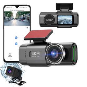 4K/1080P Dual Chanel Car Dash Cam 2.4GHz WiFi Car Camera Mini Driving Recorder with 140Â° Wide Angle APP Control Night Vision G-sensor Loop Recording