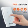 VEVOR WiFi Smart Light Dimmer Switch, 100-250V AC Wi-Fi 2.4GHz, 15% to 85% Stepless Dimming LED Dimmable Smart Switch with Touch Panel