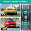 4K/1080P Dual Chanel Car Dash Cam 2.4GHz WiFi Car Camera Mini Driving Recorder with 140Â° Wide Angle APP Control Night Vision G-sensor Loop Recording