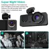 3 Channel Dash Cam Front Inside Rear Vehicle Driving Recorder Car DVR with 32G MMC Card G Sensor Motion Detection Parking Monitor Night Vision Loop Re