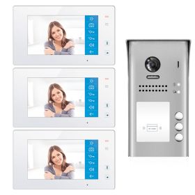 Intercom System for Building | 3 Apartment WiFi Video Doorbell | 3 Monitors 7" | Buzzer System, Door Release - DX4731M/ID