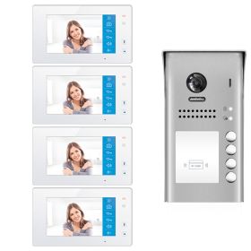 Intercom System for Building | 4 Apartment WiFi Video Doorbell | 4 Monitors 7" | Buzzer System, Door Release - DX4741M/ID