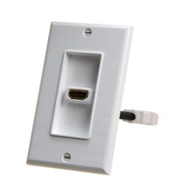Cmple - HDMI Wall Plate Single-Gang White Wall Plate 4” Rear Extension Cable,1-Port HDMI Insert (4K UHD, ARC, and Ethernet Pass-Thru Support)