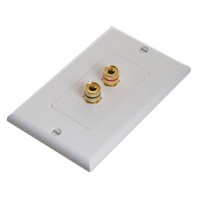 Cmple - Speaker Wall Plate (Banana Plug Wall Plate/Speaker Wire Wall Plate) for 1 Speaker - White Decora Style