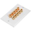 Cmple - Speaker Wall Plate (Banana Plug Wall Plate) Speaker Wire Wallplate for 5 Speakers - White Decora Style