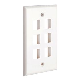 Cmple - 6 Port Keystone Wall Plate Single-Gang Wall Plate with Standard Size Ethernet Wall Plate Keystone Jack Insert - White