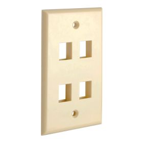 Cmple - 4 Port Keystone Wall Plate Single-Gang Wall Plate with Standard Size Ethernet Wall Plate Keystone Jack Insert - Ivory