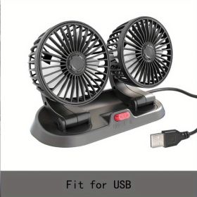 USB; 12V; 24V; Rotatable Vehicle-mounted Fan For Truck/ Car /Touring Car Universal Double-head Fan (Color: USB)