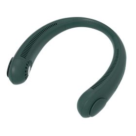 Leafless Hanging Neck Fan Strong Wind Ultra-Long Battery Life Indoor And Outdoor Portable Hanging Neck Small Fan (Color: Green)