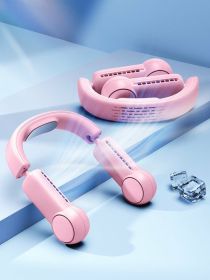Portable Bladeless USB Rechargeable Mini Neck Fans (Type: USB, Color: Pink Cooling Model)