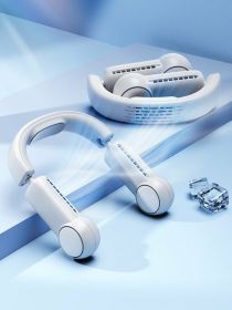 Portable Bladeless USB Rechargeable Mini Neck Fans (Type: USB, Color: White Cooling Model)