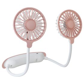 Foldable Neck Fan with long horse and powerful airblow (Color: Pink)