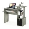 Econ Multipurpose Home Office Computer Writing Desk with Bin;  Dark Walnut | Gray;  Multiple Colors
