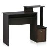 Econ Multipurpose Home Office Computer Writing Desk with Bin;  Dark Walnut | Gray;  Multiple Colors