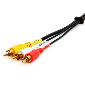 Cmple 3 Male RCA to 3 Male RCA Composite Video Audio A/V AV Cable Gold Plated (Option: 12 Feet)