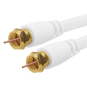 Cmple Digital Coaxial Cable F Type Male RG6 Coax Digital Audio Video with F Connector Pin Satellite Cord (Option: 75 Feet White)