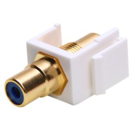 Keystone Jack - Modular RCA White (Option: Blue Center)